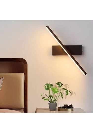 Mono Siyah Duvar Lambası Ledli Aplik Siyah