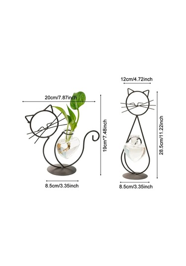 Yunboo Altın Renkli Kedi Figürlü Demir Ve Cam Suluk, Su Bitkileri İçin Ev Dekorasyonu, Norveç Stili Vazo