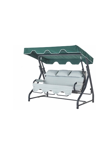 Salvia 3 Kişilik Bahçe Balkon Teras Salıncağı - Yeşil Çizgili Yeşil