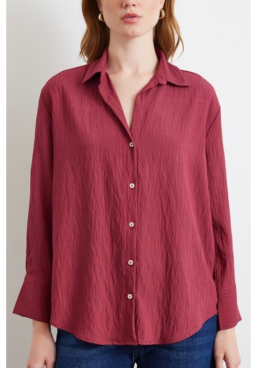 Paralel Çizgili Gömlek Bordo Bordo