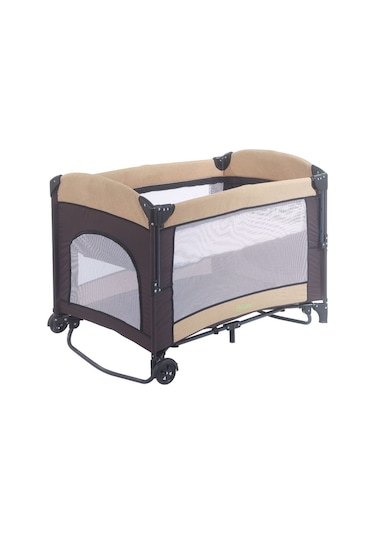 Mastic Anne Yanı Sallanır Cibinlikli Oyun Parkı Bebek Beşik 70x110 Cm Bej