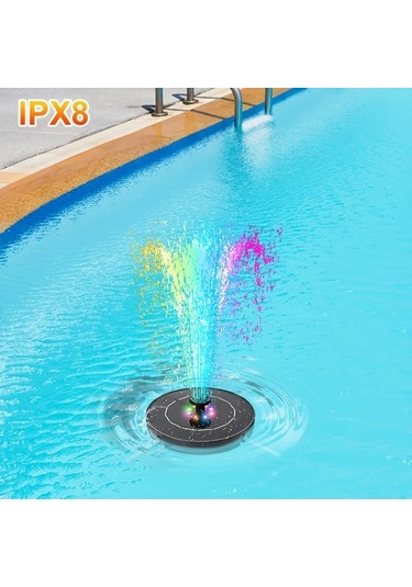 Honeybeeshop 1 Adet Yuvarlak Renkli Isik 35w Yuzen Fiskiye 1200mah Li Pil Ipx8 Solar 6 Nozul Renkli Isiklar 35w Fiskiye 1 Adet 6 Meme