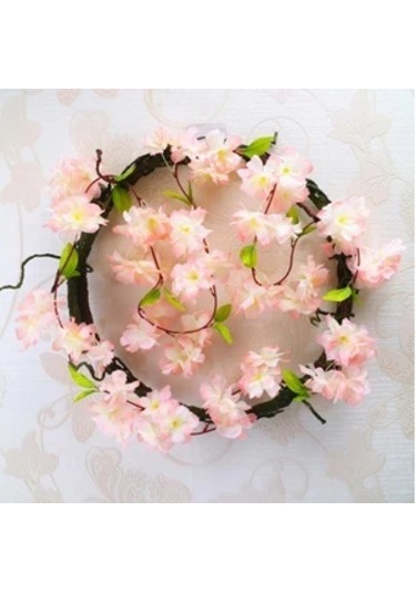 Yapay Çiçek Bahar Dalı Sarmaşık Japon Kiraz Çiçekli 230 Cm 18 Çiçekli 1.kalite Dolanabilen Model - Somon