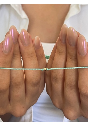 14 Ayar Altın Dorikalı Turkuaz İpli Zarif Altın Bileklik Altın