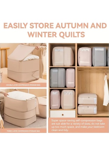 Chuangyinshop Çift Katman Gri Kendinden Sıkıştırmalı Ayaklı Katlanır Saklama Çantası Gri