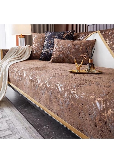 Jms Kahverengi 1pc Basit Ve Modern Işık Lüks Dört Mevsim Evrensel Kaymaz Kanepe Örtüsü 90 70cm