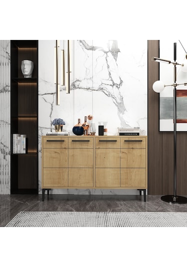 Zerkaconcept Marden Konsol Tv Sehpası Tv Ünitesi Meşe