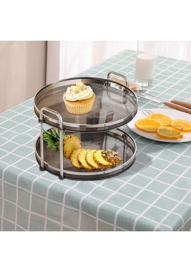 Suntek 2 Katlı Sayaç Tepsi Oturma Odası Kozmetik Depolama Gri Gri