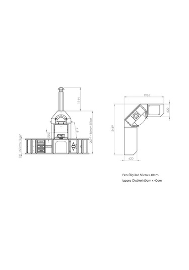 Zs Hermanos Granit Evyeli Avangarde Köşe Fırınlı Barbekü Siyah - Kahverengi