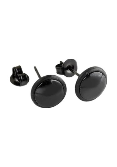 Novahub 1 Çift Erkek Kadın Siyah Yuvarlak Paslanmaz Çelik Kulak Damızlık Küpe Siyah Siyah