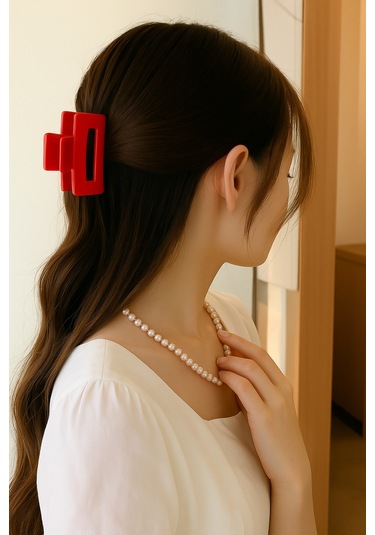 Kırmızı Renk Televizyon Model Mandal Saç Tokası 11 Cm - Şık Ve Dayanıklı Kırmızı