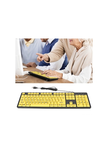 Xindoker Usb Kablo 1.5m Büyük Yazı Tipi 104 Tuşlu Multimedia Fonksiyonlu Masaüstü Dizüstü Bilgisayar Klavyesi Gençler Ve Yaşlılar İçin