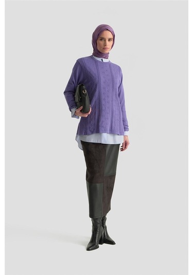 Armine Desenli Kazak 25kd7009 Lila Lila