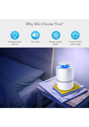 Moveevo "5w Uv Led Sessiz Sivrisinek Öldürücü Lamba - Usb Şarjlı, Geniş Etki Alanı"
