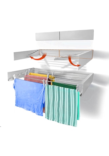 Kurutmalık Çamaşır Askısı - Duvara Monte Çamaşırlık 55 Cm Beyaz