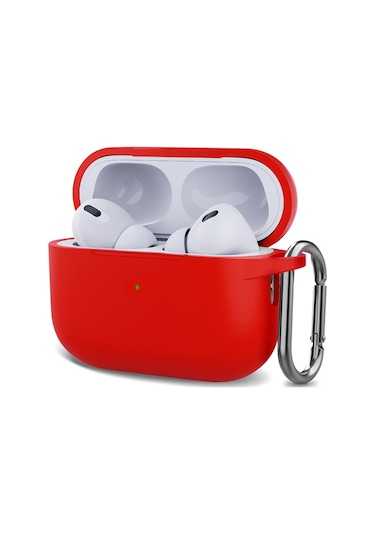 Microsonic Airpods Pro 2.nesil Kılıf Askılı Mat Silikon Kırmızı