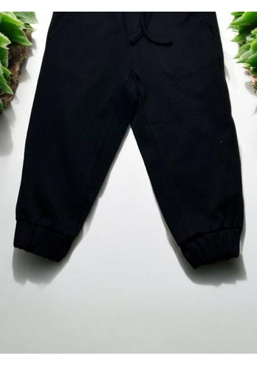 Kız Çocuk Paçaları Lastikli Örme Eşofman Alt-14883 Siyah
