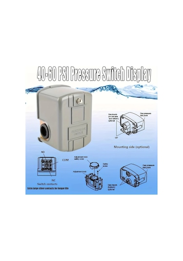 Dashanshop Gri 30-50 Psı Kuyu Pompa Basınç Şalteri 1/4 Npt 40/60 Ayar