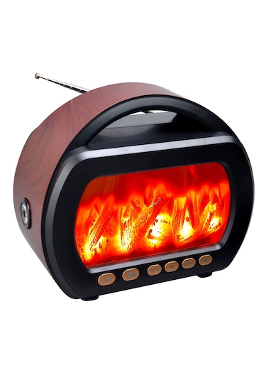 Ultratekno Fp-535 El Fenerli Büyük Boy Nostaljik Radyo Fm Ahşap Şömine Görünümlü Bluetooth Hoparlör