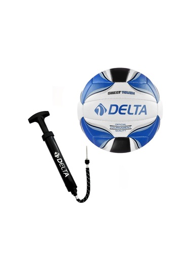 Delta Rivo No 5 Dikişli Voleybol Topu Beyaz Mavi + Pompa Beyaz - Mavi
