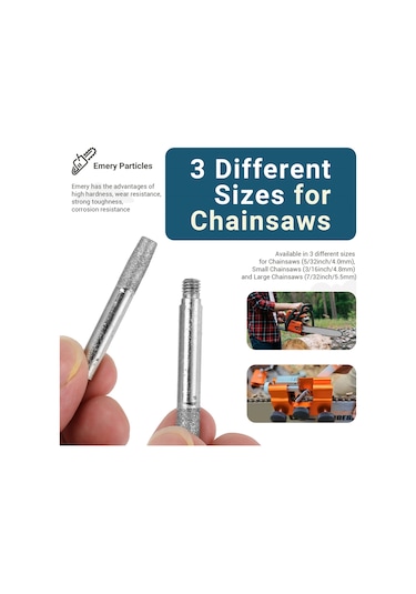 12 Adet Yüksek Sertlikte Elmas Zincir Testere Bileyici 4mm, 4.8mm, 5.5mm