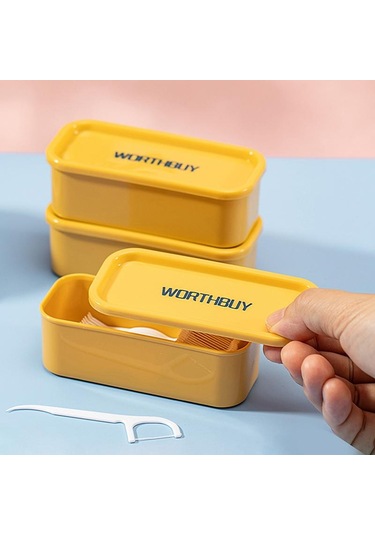 Taşınabilir Seyahat Kutusu Pamuklu Çubuk Tutucu Kutu Diş İpi Mücevher Düzenleyici Saklama Kabı Toz Geçirmez Mücevher Aksesuarı Kutusu Sarı