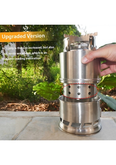 Mufunye Kamp Ve Yürüyüş Pişirme Ocağı Çıtır Fırınlanmış Odun Ve Alkol Pişirme - Taşınabilir Ve Katlanabilir, Rüzgar Engelli, Paslanmaz Çelik Çok Renkli