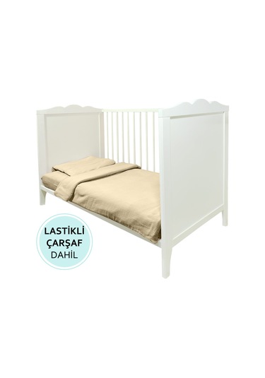 4 Katlı Müslin Bebek Nevresim Takımı Uyku Seti %100pamuk Bej