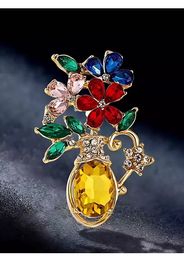 Bijoubijou Takı Broş Çiçekler 244262820 Altın Rengi