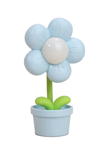 Çocuklar İçin Çiçek Gece Lambası Yumuşak Işık 360 Derece Bükülebilir Pille Çalışan Yatak Başı Lambaları Oturma Odası İçin Mavi