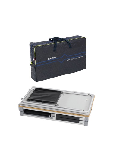 Outwell Padres Storage Unit W. Side Table Bambu Portatif Kamp Mutfağı Çok Renkli