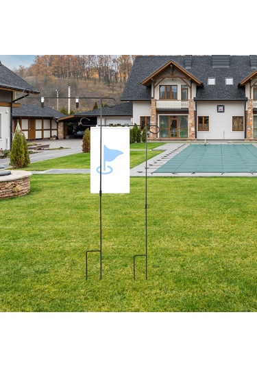Vkemall Siyah Demir Bahçe Bayrak Direği 92x41cm - Kolay Montajlı, Dayanıklı, Stabile Bahçe Bayrak Tutucusu
