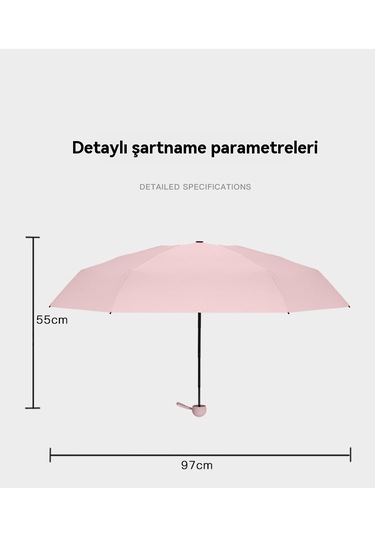 Mengtuo Bayan 8 Kemik Mini Yağmur Ve Siyah Renkli Cep Kapsül Şemsiye Siyah Siyah