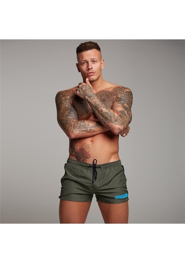 Yeşil Muscleguys Erkek Yumuşak Ve Pürüzsüz Plaj Şortu Spor Salonu Spor Sweatshorts Vücut Geliştirme Elastik Bel Baskı Pantolon Ince Rahat Tatil Şort Yeşil