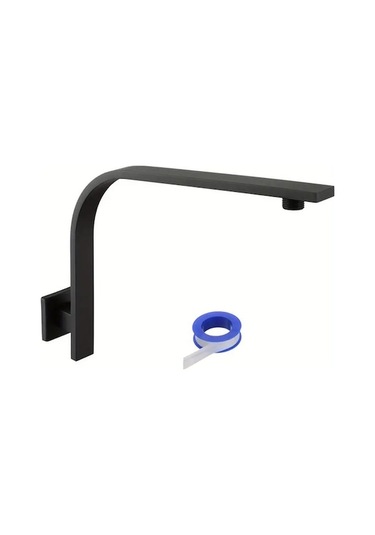 Fastbuy Çelik Kuyruğu Duş Başlığı Kolu, Teflon Bantlı, Siyah, Katı Pirinç Montaj, Kare Desen/ Siyah