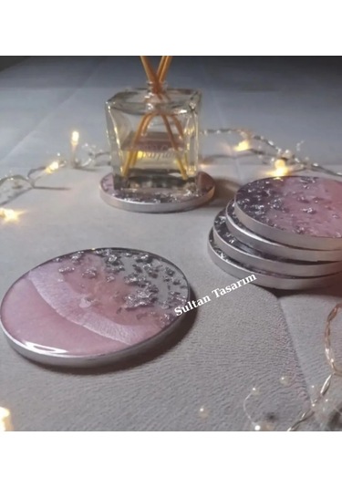4 Lü Epoksi Bardak Altlığı - 109 Pembe