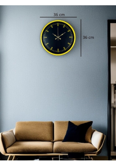 36 Cm Sarı Dekoratif Duvar Saati Renkli 91546540
