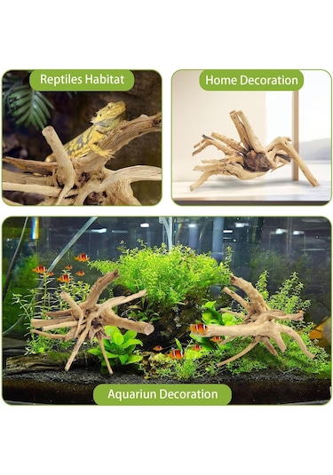 Vkemall Doğal Koral Yapılı Akvaryum Dekorasyonu: Süngerli Dal Yapısı Su Altı Ormanı, Sürüngenluk Ve Mikropeyzajlar İçin 20-25cm Derinleşmiş Ahşap Halka Sağlıklı, Her Bir Farklı Boyut-ağırlık