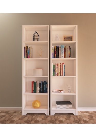 Nur Mobilya 2'li Kitaplık Seti Beyaz Bazalı Model