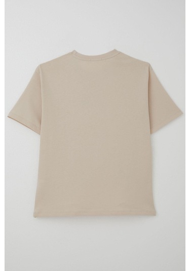 Breeze Erkek Çocuk Tişört Yazı Baskılı 8-12 Yaş, Bej Bej