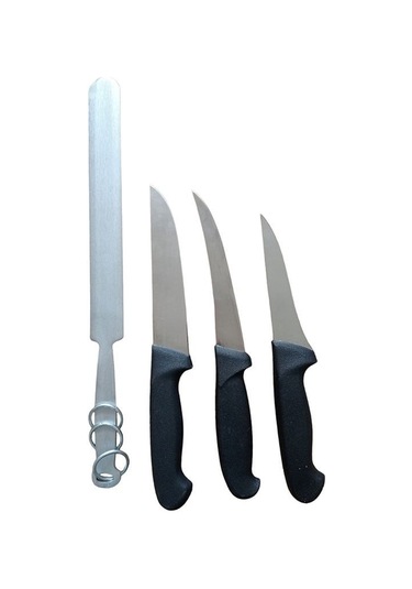 3+1 Solingen Bıçak Kurban Bıçağı Seti & Balkan Masat Bileme Çok Renkli