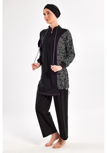 Likralı Bol Paça Tam Kapalı Tesettür Mayo 4539 Siyah Siyah