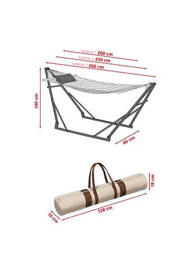 Metatek Katlanır Metal Ayaklı Taşınabilir 3 Kademe Hamak Siyah