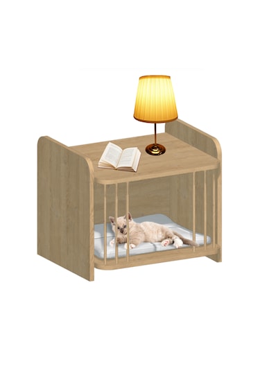 Ahşap Çerçeveli Evcil Hayvan Yatağı Kedi & Köpek İçin Yatak Yanı / Koltuk Yanı Pet Sofa