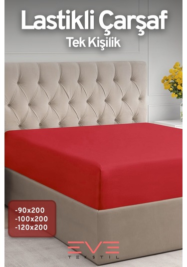 Eve Tekstil %100 Doğal Pamuk Tek Kişilik Rainforce Kumaş Lastikli Çarşaf Ve Yastık Kılıf Set Kırmızı