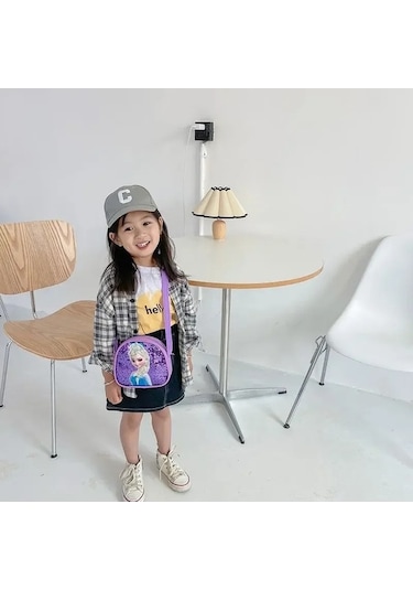 Maoyaya Disney Princess Elsa & Sofia Crossbody Bag - Frozen 2, Karikatür Çocuk Çantası, Omuzdan Askılı, Payetli Kırmızı 20661972gül Fuşya