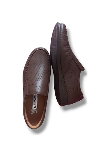 Growish Gr0198 Hakiki Deri Delikli Günlük Ortopedik Comfort Erkek Casual Ayakkabı Kahverengi