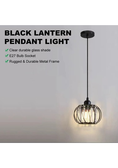 Wezone Siyah Modern Cam Fener Avize 12w Isınak Işık - Koridor, Merdiven, Balkon İçin Ayarlanabilir Tel Uzunluğu Siyah