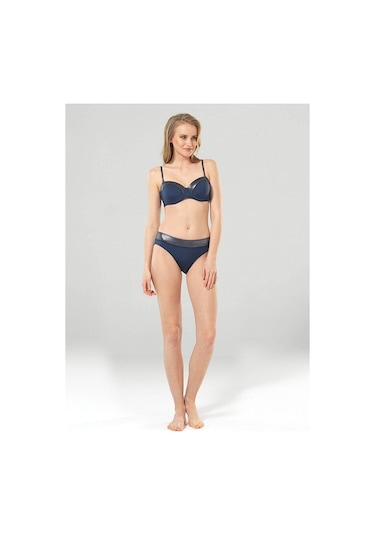 Blackspade 8905 Kadın Toparlayıcı Bikini Takımı-Koyu Denim Varak Baskılı-42C