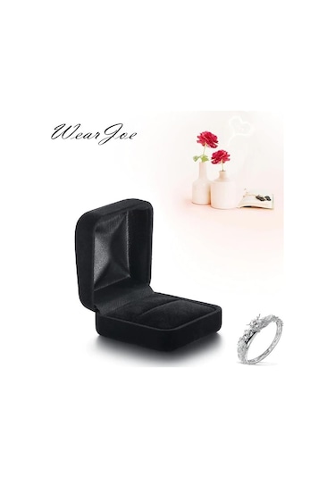 Kadife Siyah İnce Hediye Bayan Yüzük Kutusu Tkt04 Siyah